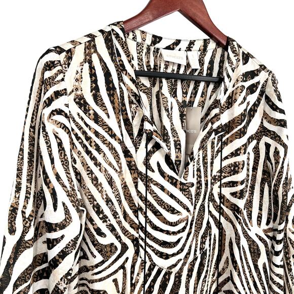CHICOS Zebra Print Tunic - chicos sz 1 - NWOT - Picture 3 of 10